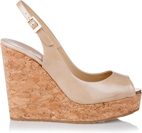 Jimmy Choo Prova Nude Cork Wedge Sandal in Beige (nude) | Lyst