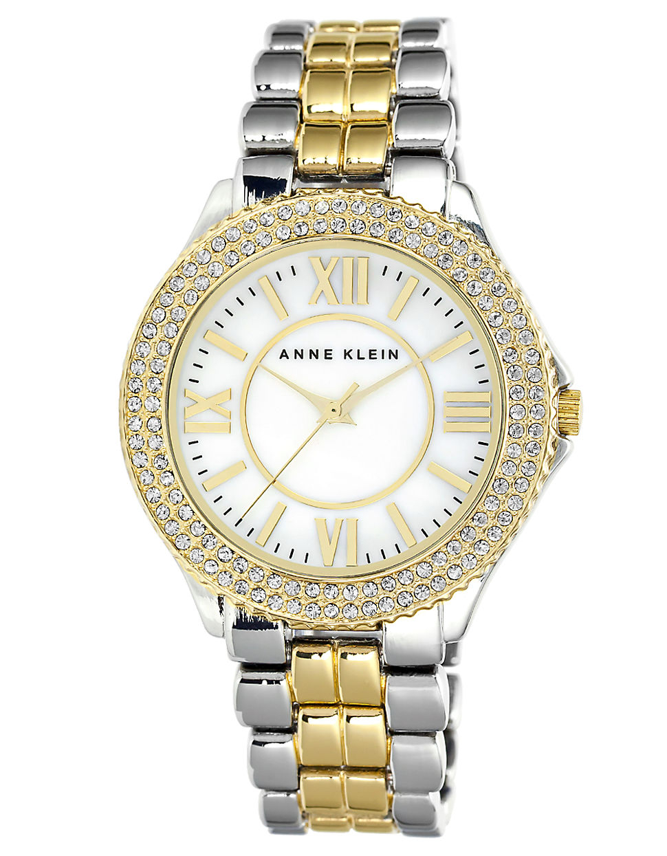 Anne Klein Ladies Swarovski Crystal Two Tone Watch in Silver (TWO TONE