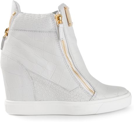 giuseppe zanotti white wedge sneakers