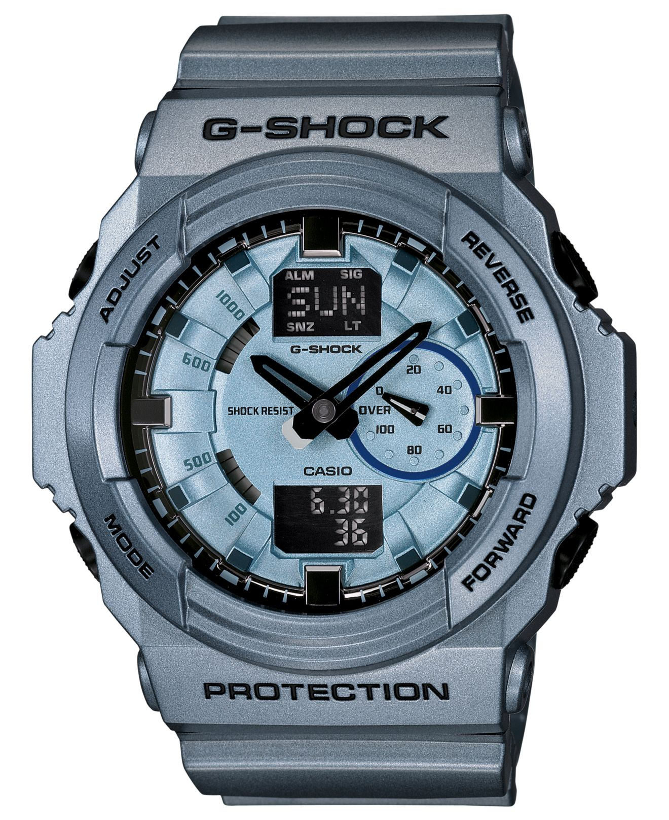 g shock set time analog