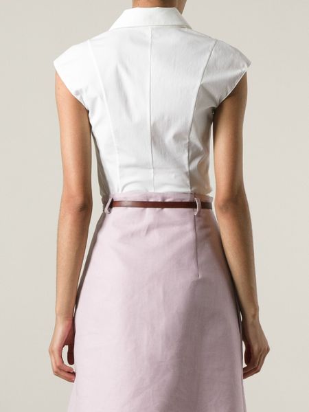Michael Kors Cap Sleeve Shirt in White | Lyst