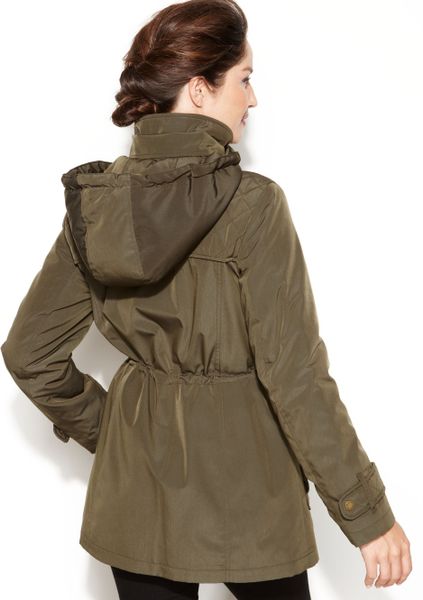 London Fog Hooded Quilted Anorak in Khaki (OLIVE) | Lyst