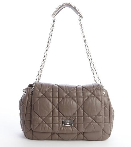 Dior Grey Quilted Leather Chain Strap Shoulder Bag in Gray (grey)