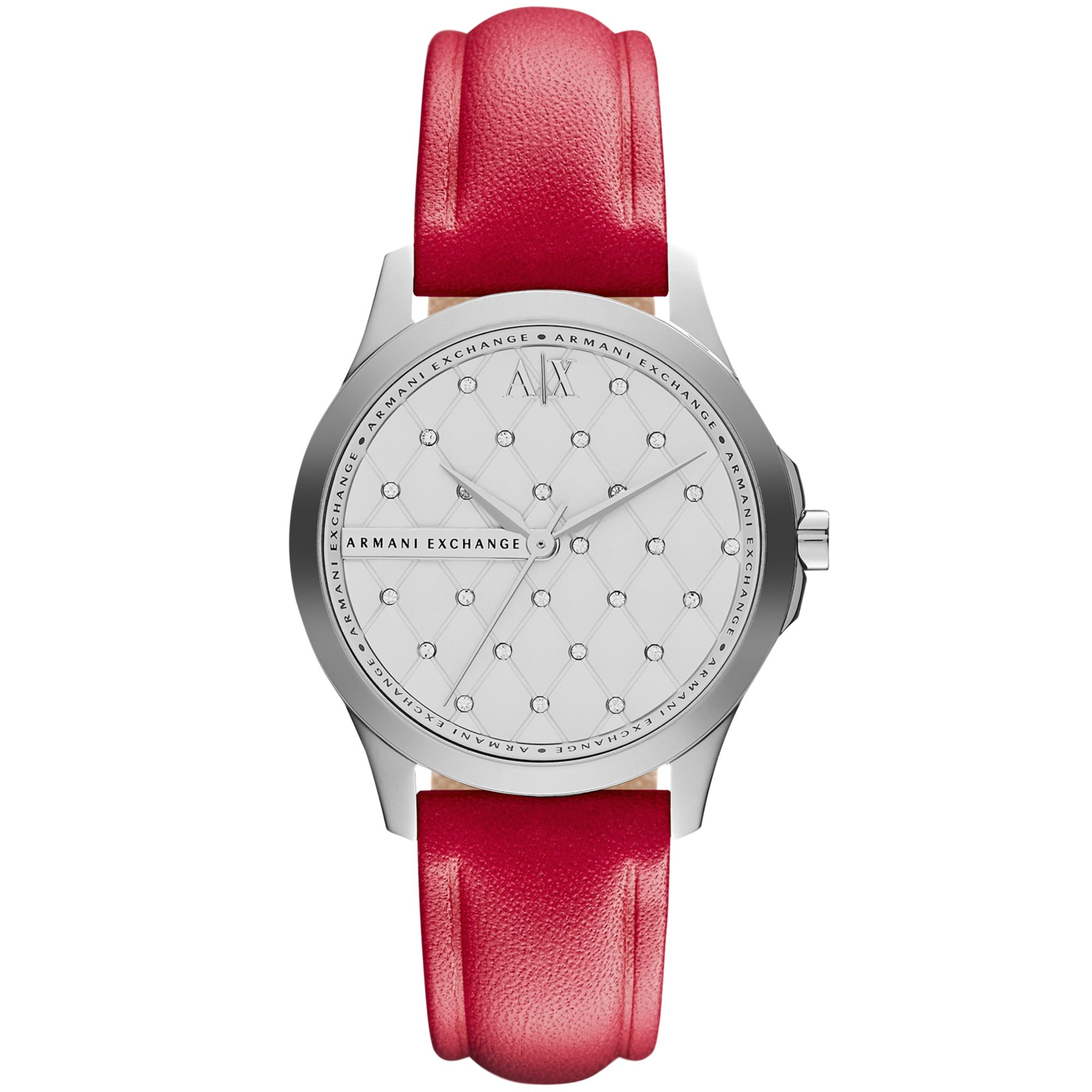 Armani Exchange Ax Armani Exchange Womens Pink Leather Strap Watch 36mm