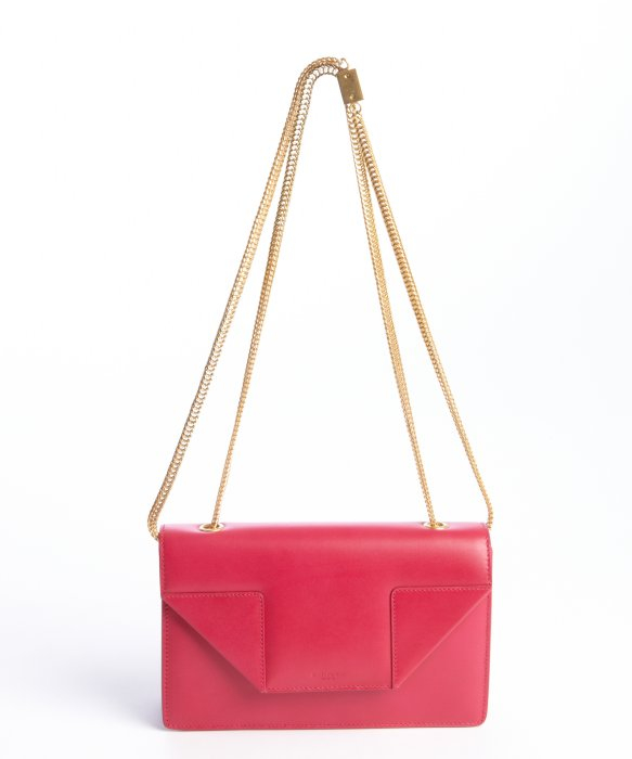 Saint Laurent Fuchsia Leather Betty Envelope Chain Shoulder Bag in Pink