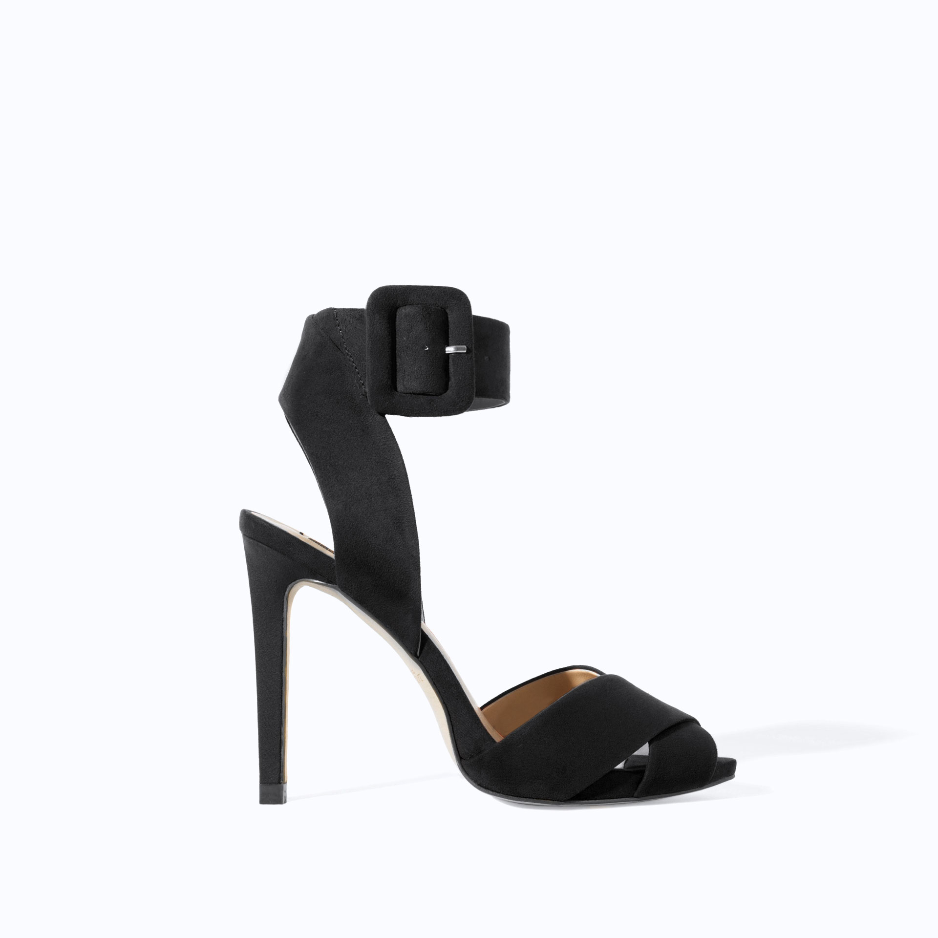 Zara High Heel Sandal with Ankle Strap in Black | Lyst