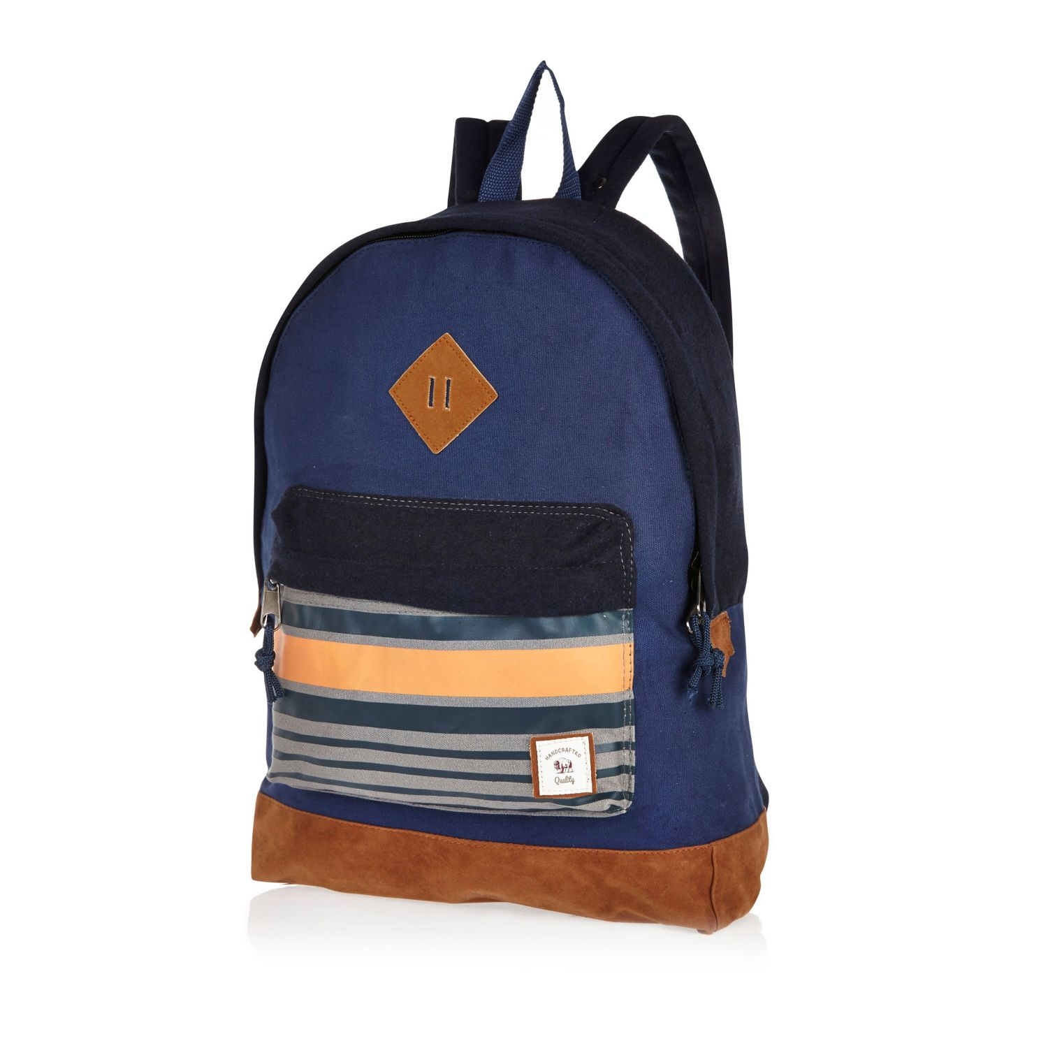 River Island Navy Bellfield Stripe Pocket Backpack in Blue for Men