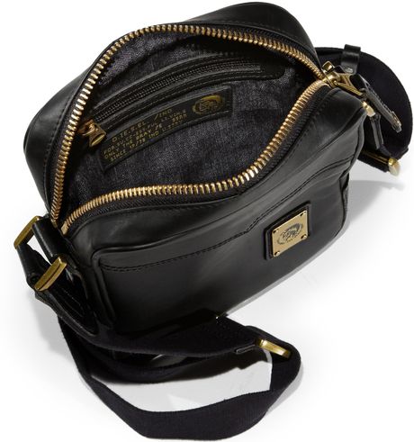 Diesel Rub  Rock Leather Crossbody Bag in Black for Men