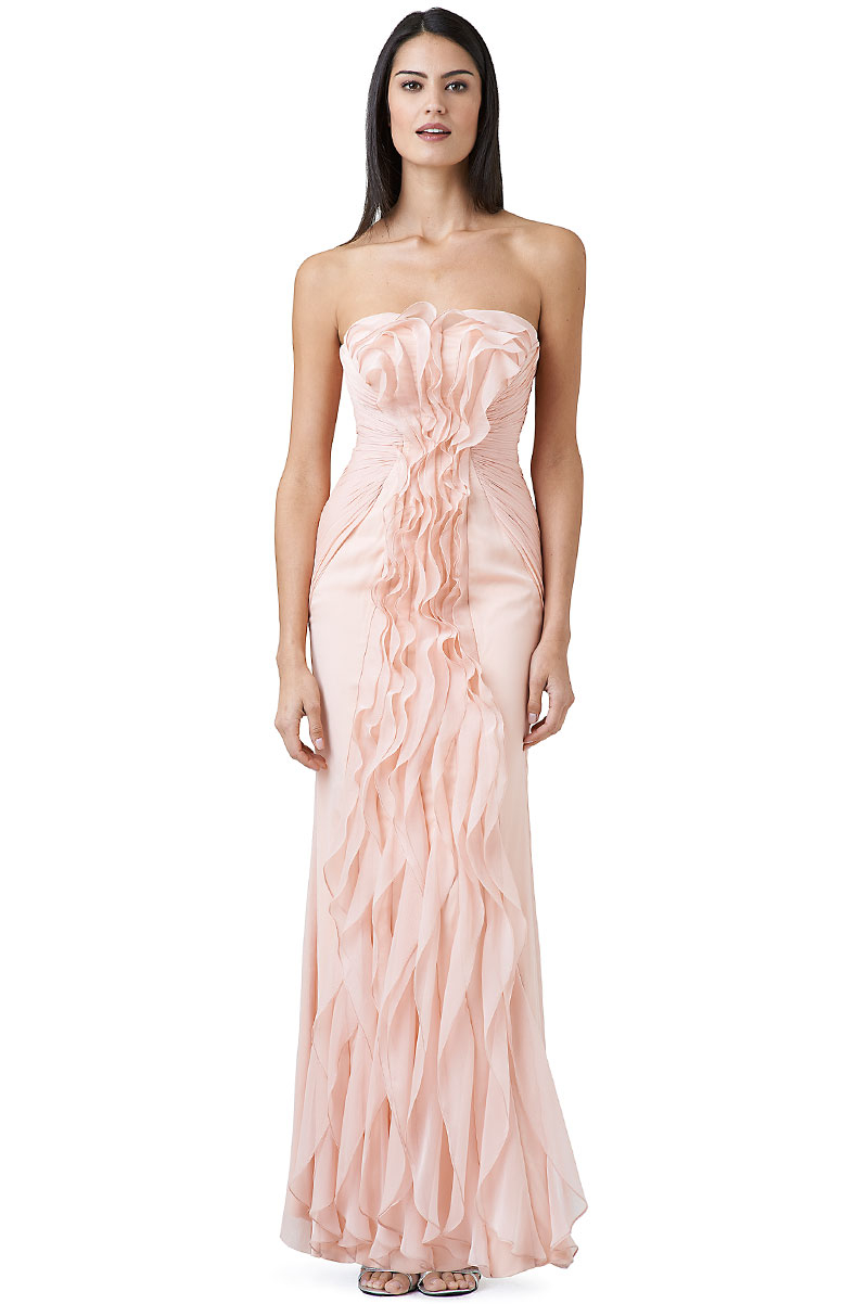 adrianna papell cascading ruffle gown
