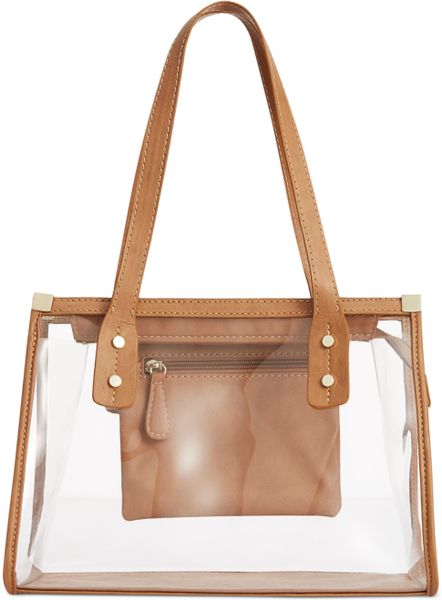 Marc Fisher Confetti Small Clear Tote in Brown (CLEAR CAMEL)