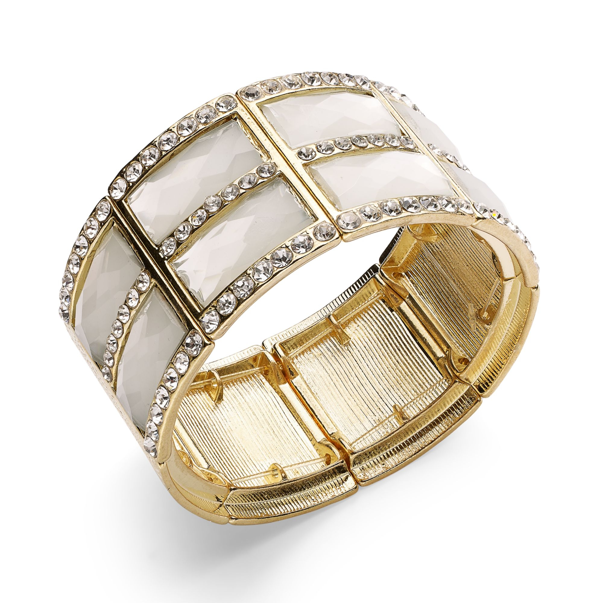 Inc International Concepts Goldtone Square Stone and Glass Crystal