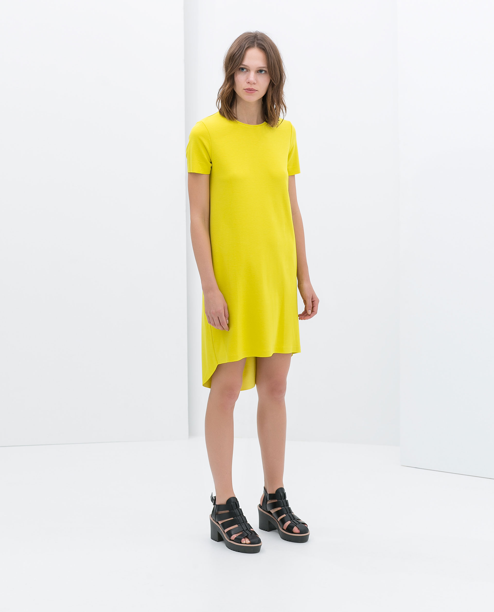Zara Short Sleeve Dress in Green (Lime green) Lyst