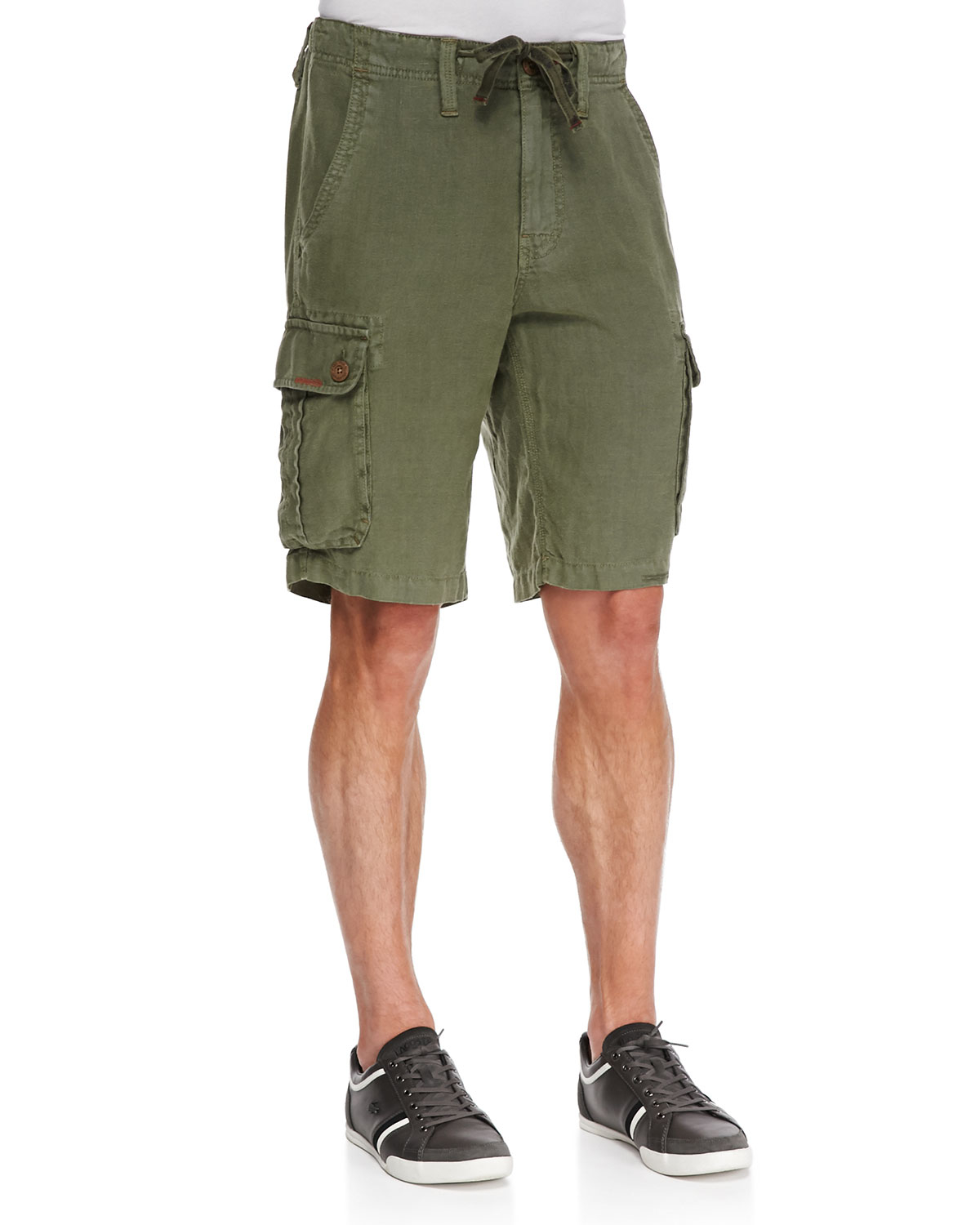 True Religion Recon Linen Cargo Shorts Olive in Green for Men (OLIVE