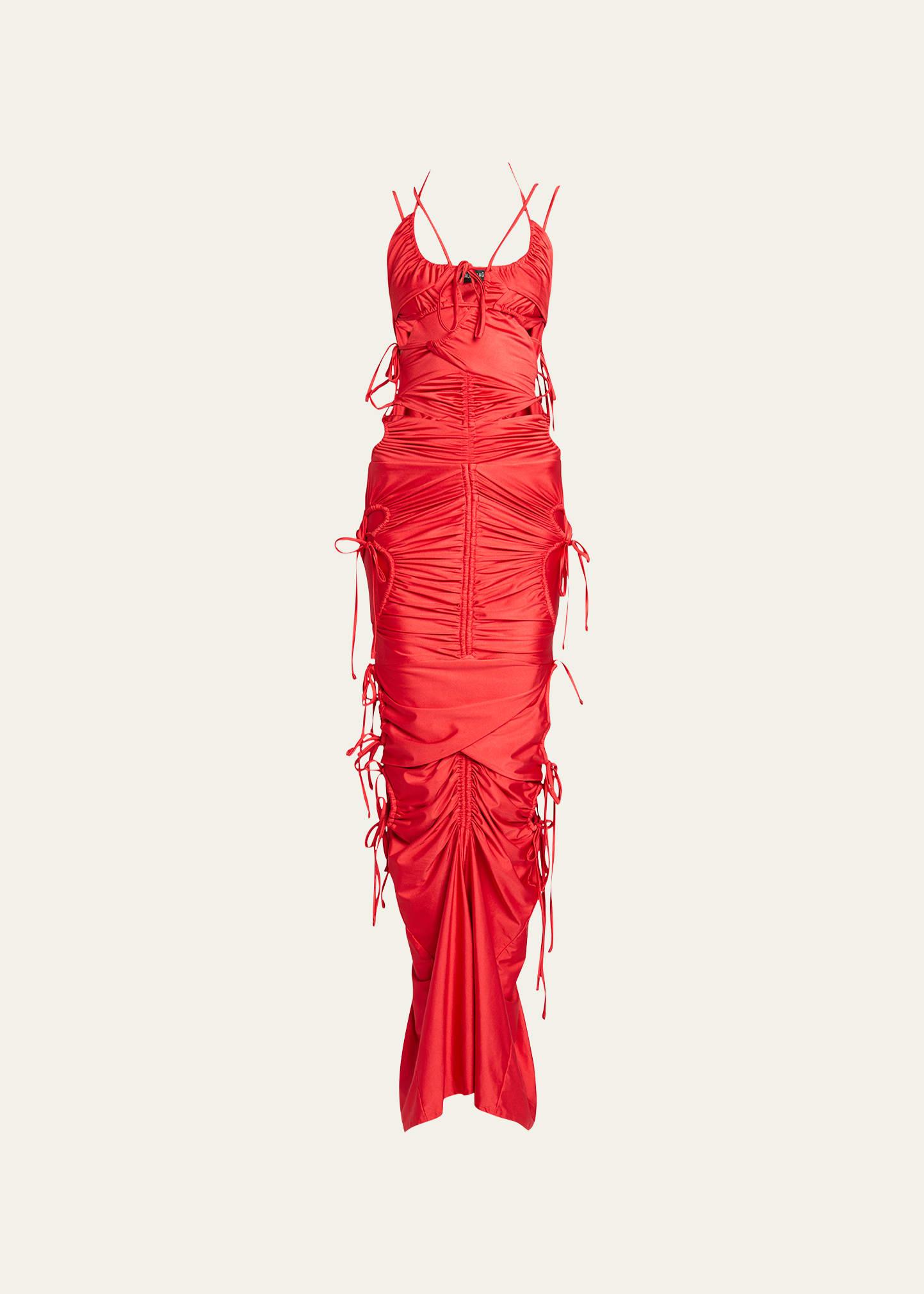 Balenciaga Patched Bikini Dress With Cutout Details In Red Lyst