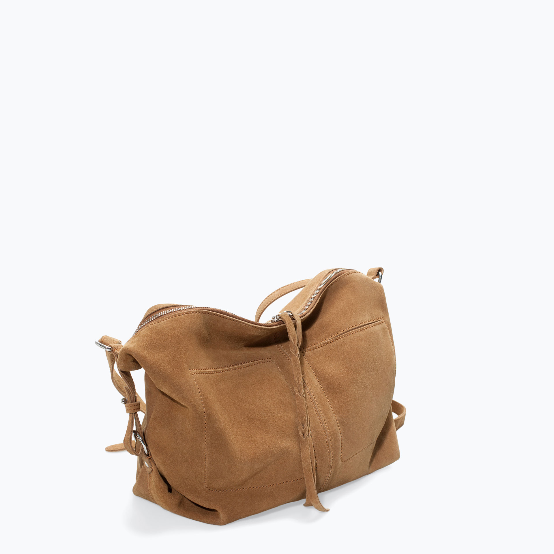 Zara Leather and Suede Messenger Bag in Beige (Leather) | Lyst