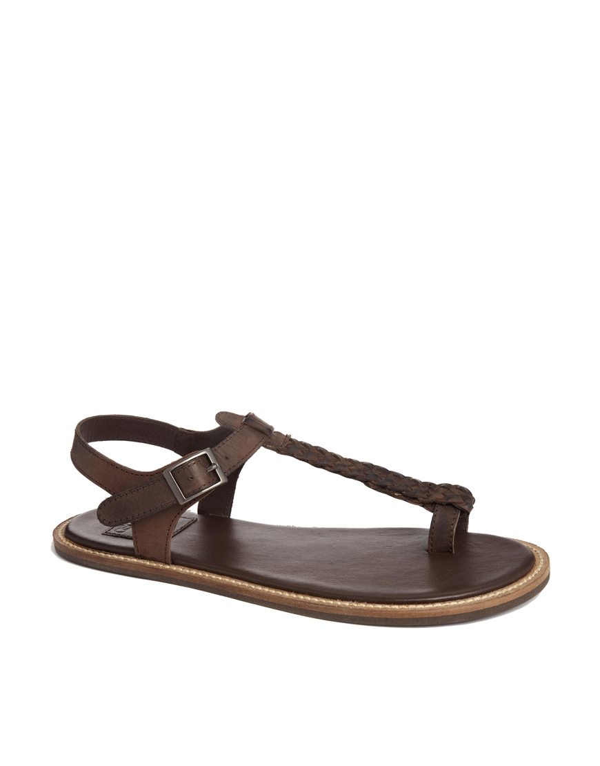 asos-brown-sandals-with-woven-leather-strap-flat-sandals-product-1 ...
