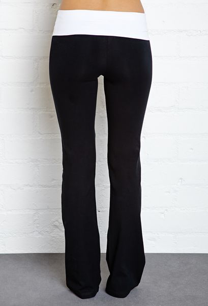 Forever 21 Fold-Over Yoga Pants in Black (Blackwhite)