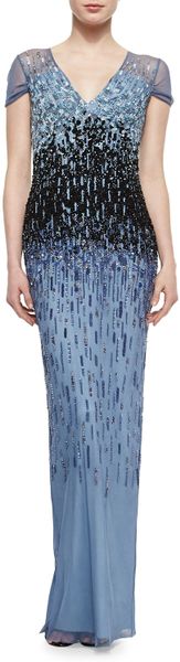 pamella roland ombre sequin gown