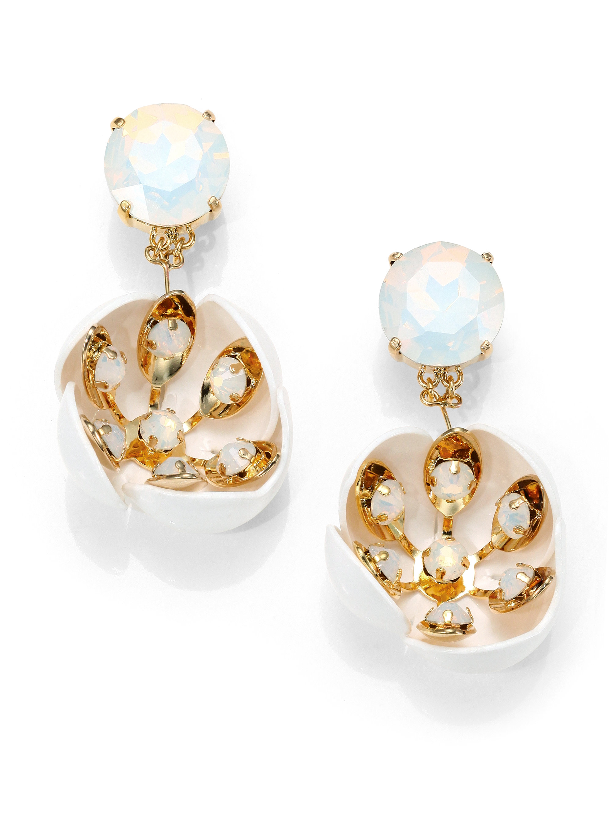 Tory Burch Courtlyn Drop Earrings in Gold (GOLD-WHITE) | Lyst
