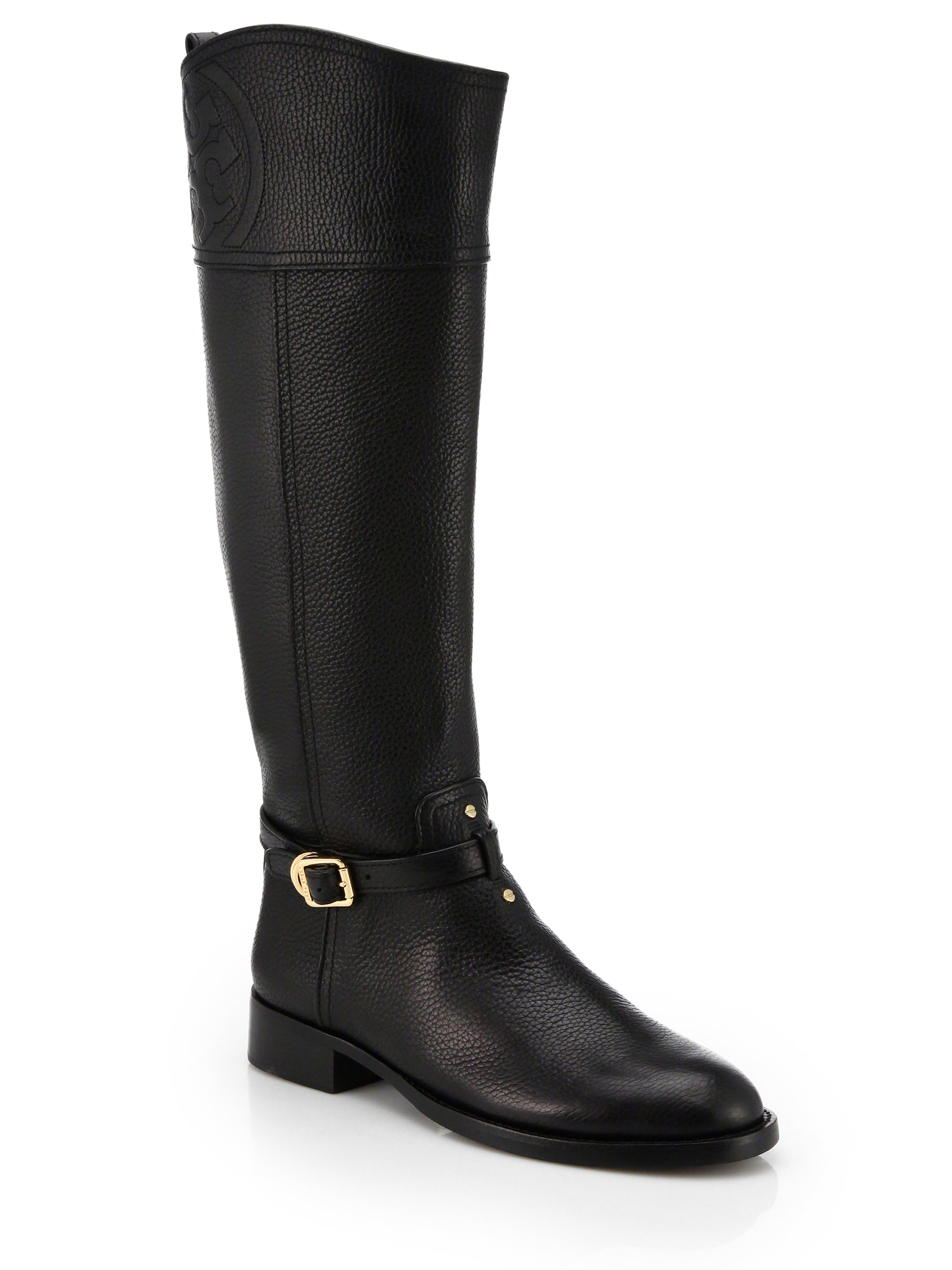 Tory Burch Marlene Leather Riding Boots in Black | Lyst