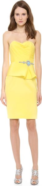 Notte By Marchesa Strapless Crepe Cocktail Dress in Yellow (Lemon) - Lyst