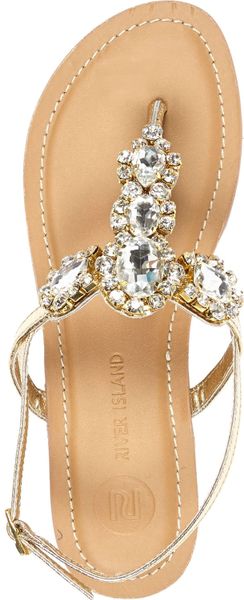 river island gold flat sandals