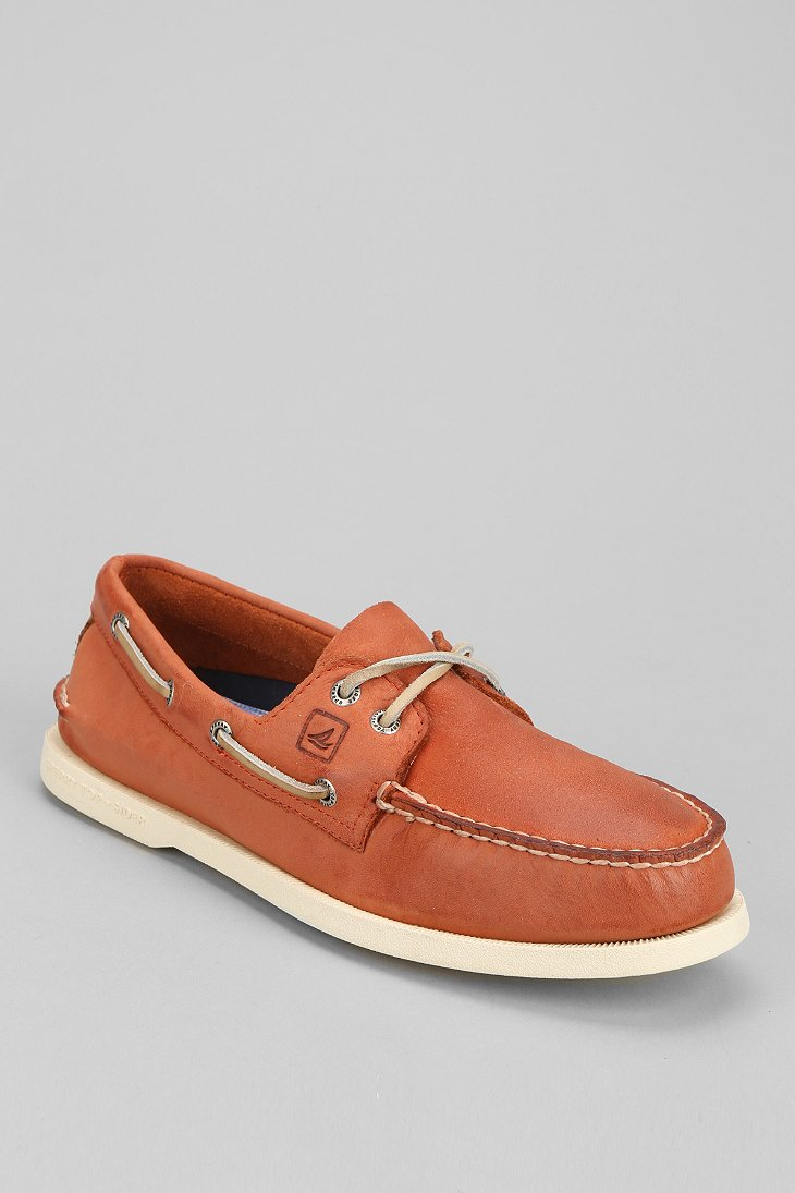 orange sperry boat shoes
