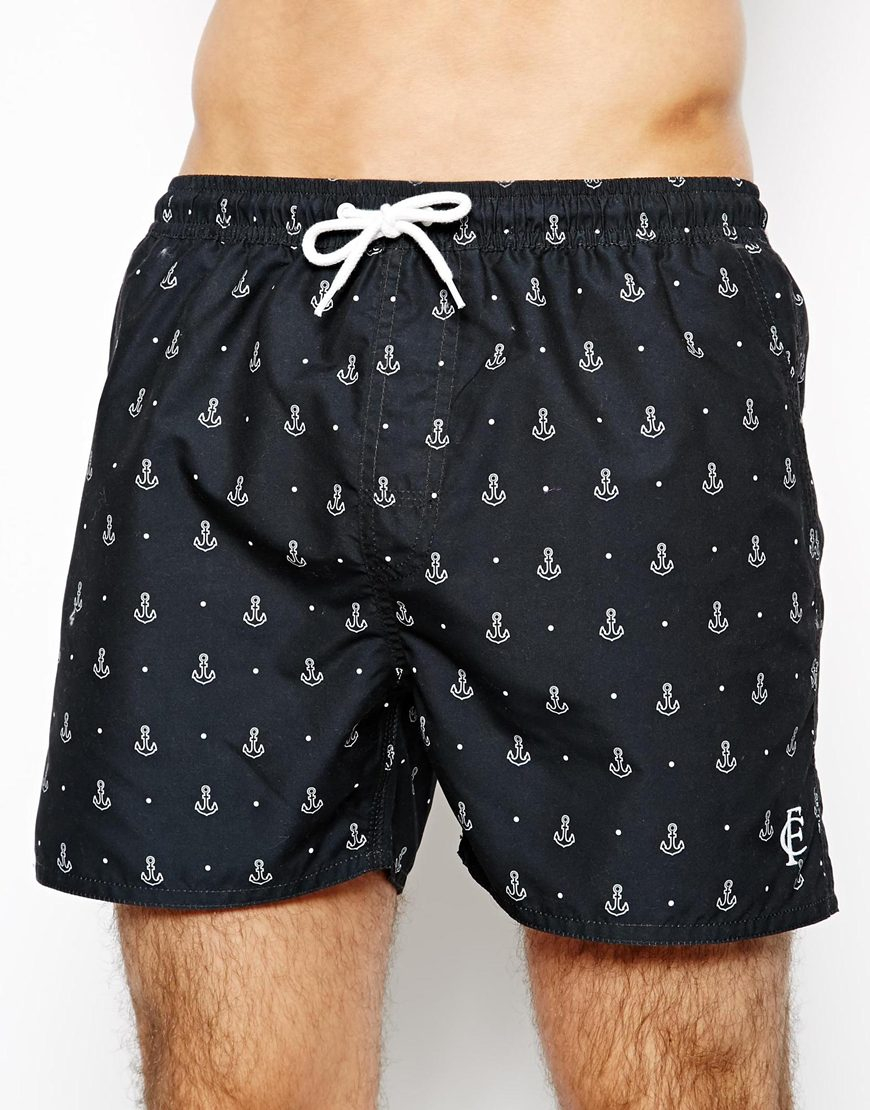 French Connection Printed Swim Shorts in Blue for Men Lyst