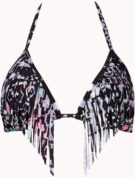 fringe bikini top black