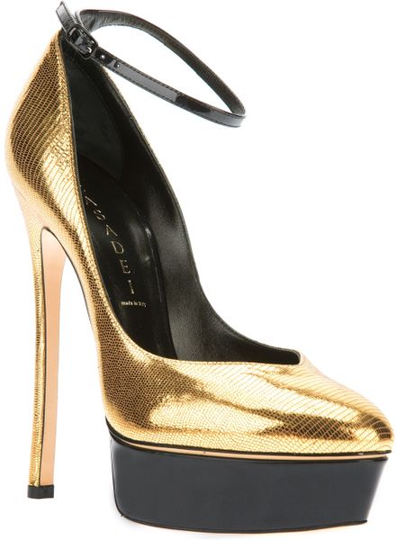 casadei gold heels