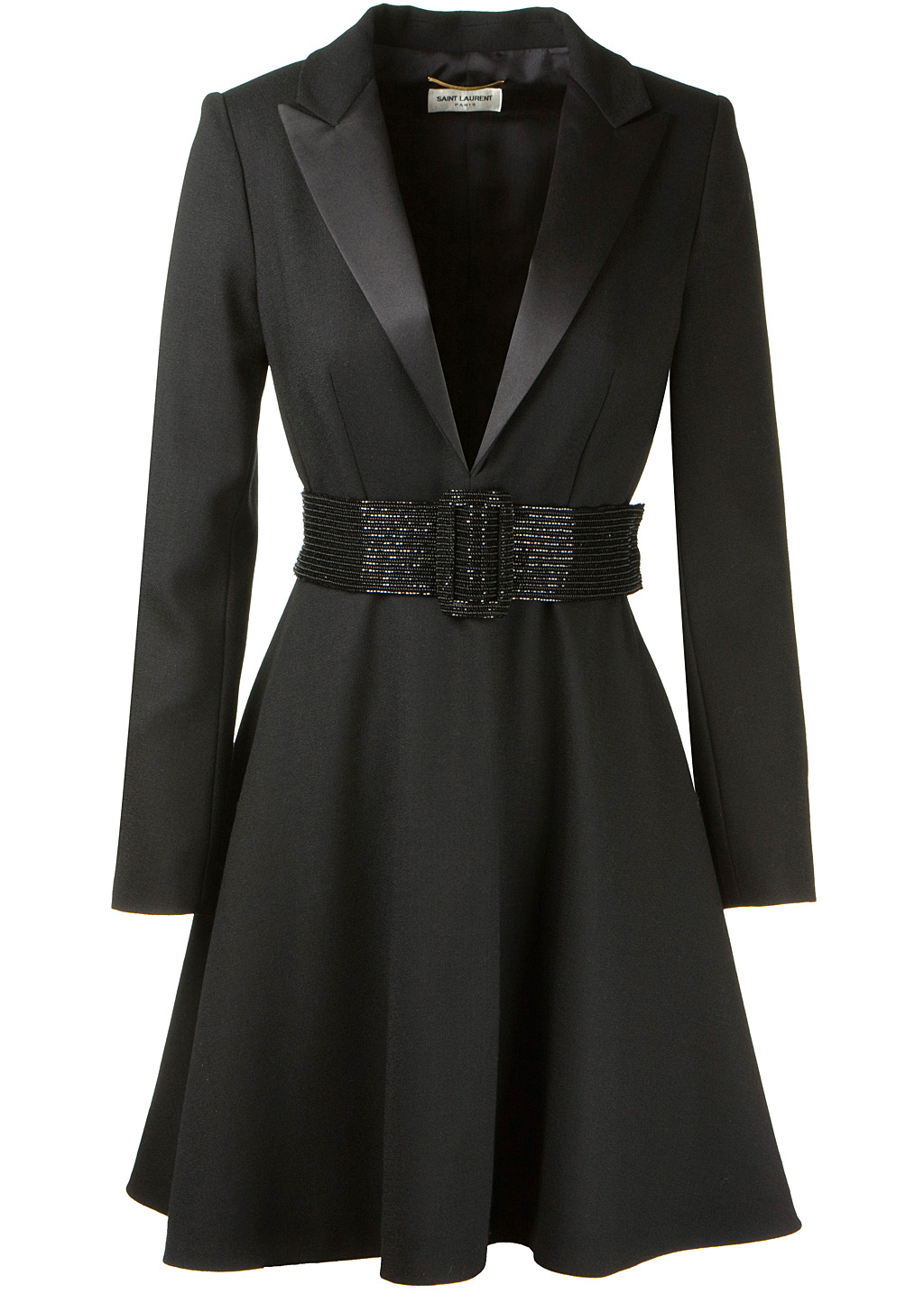 Saint Laurent Black Wool Tuxedo Dress in Black Lyst