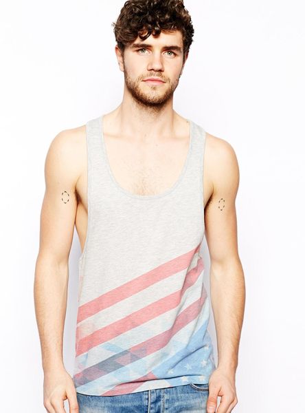 Asos Vest with Usa Flag Print and Extreme Racer Back in Multicolor for ...