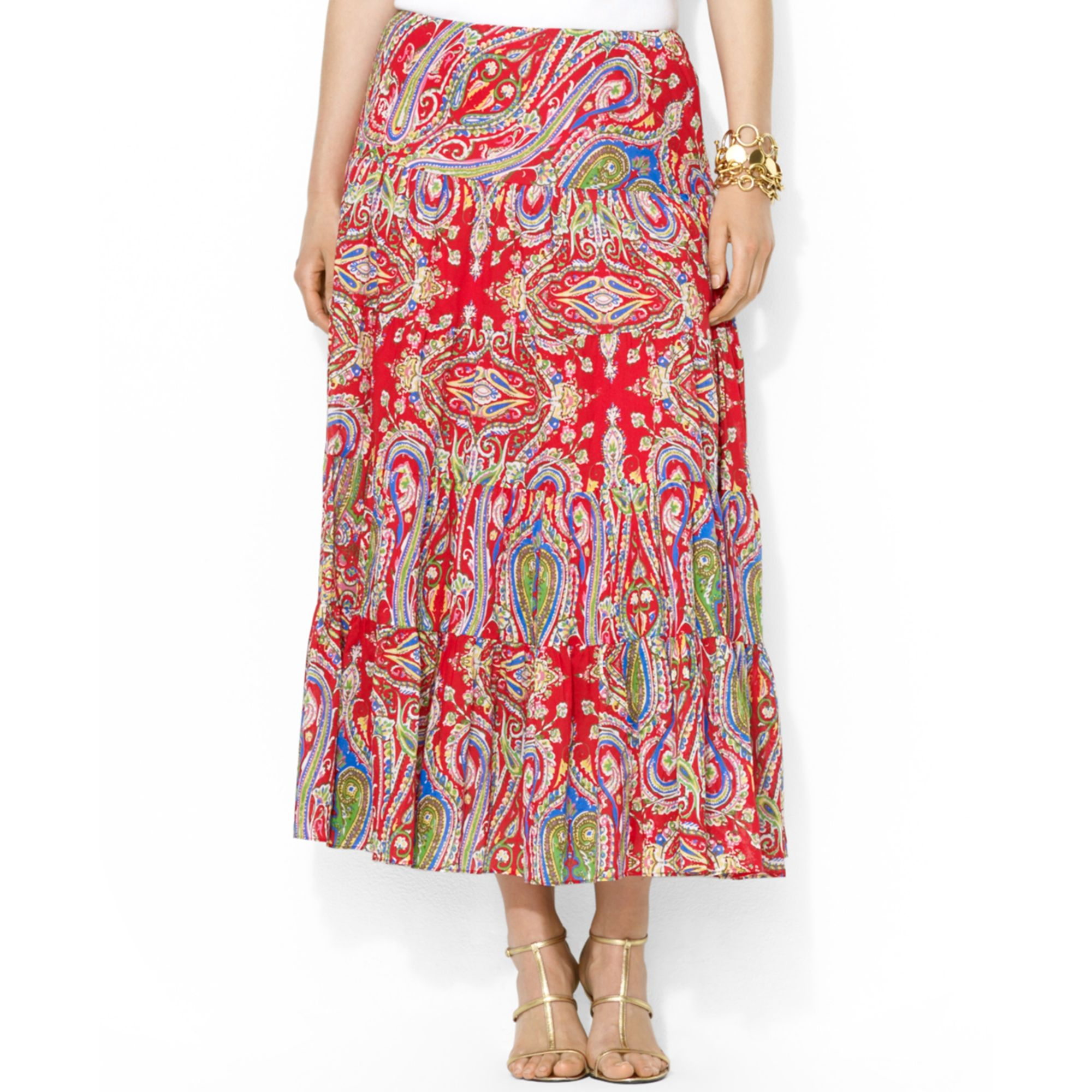 Lauren By Ralph Lauren Plus Size Paisleyprint Tiered Skirt in