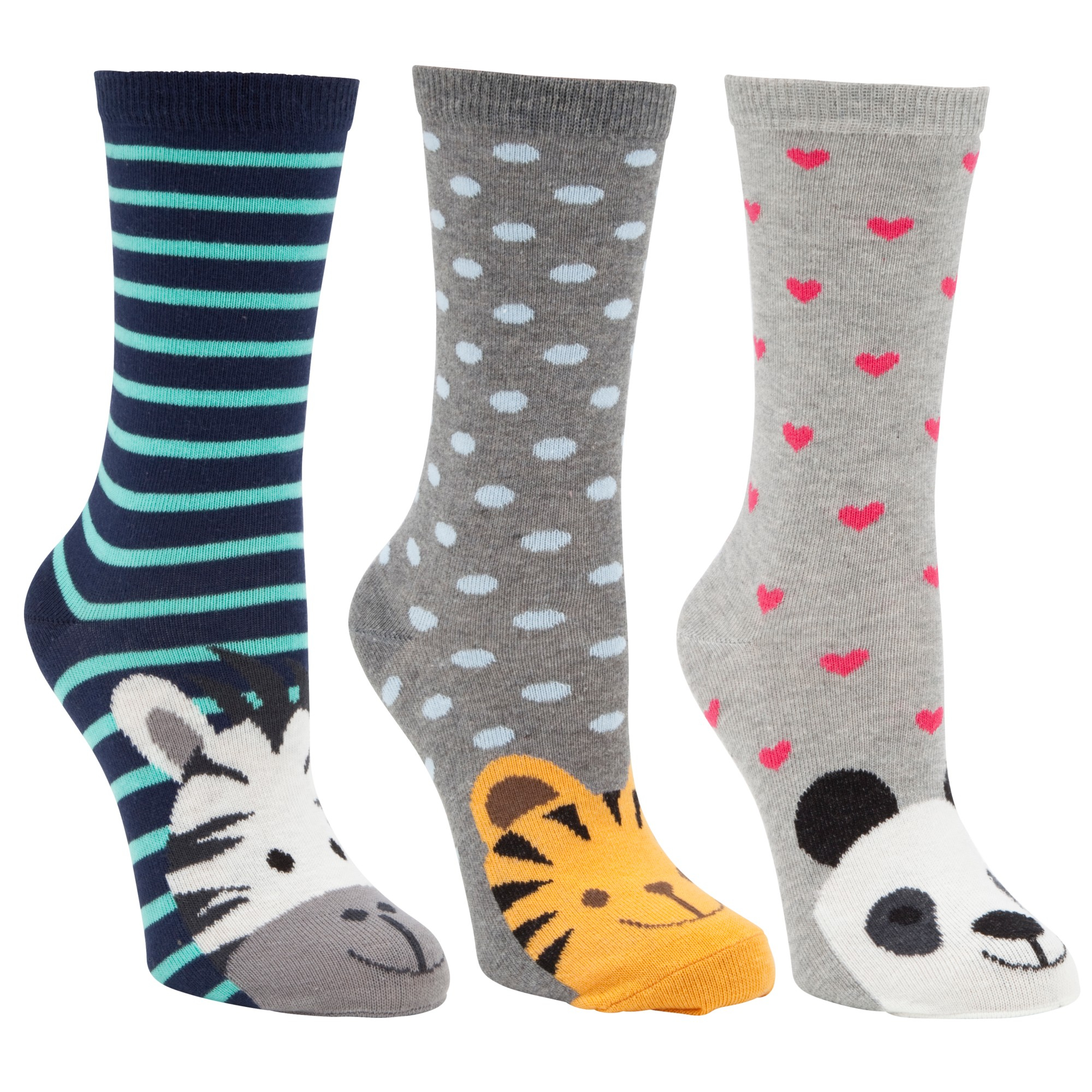 John Lewis Novelty Wild Animals Ankle Socks in Multicolor (Pack of 3
