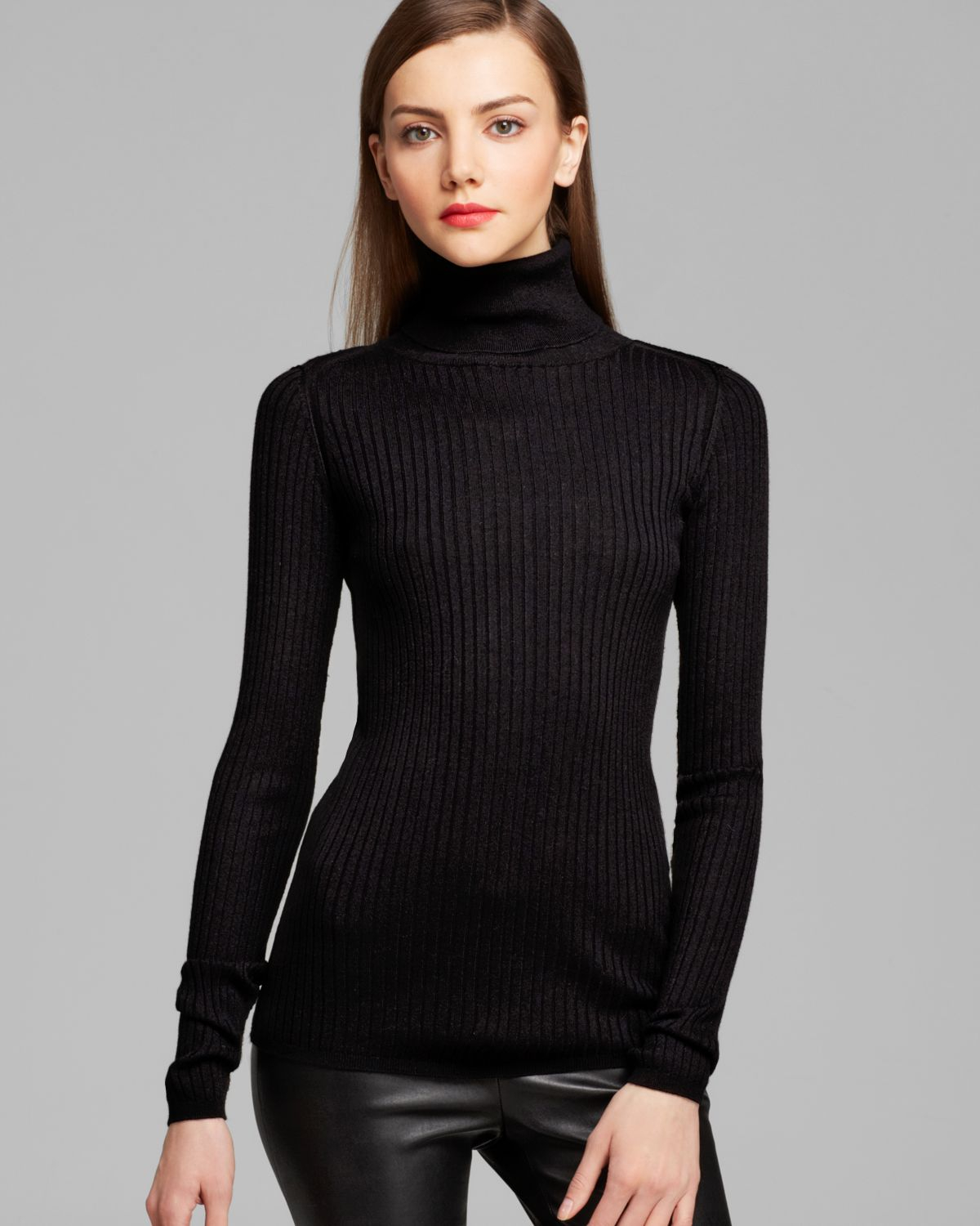 Vince Sweater Reverse Seam Turtleneck in Black | Lyst