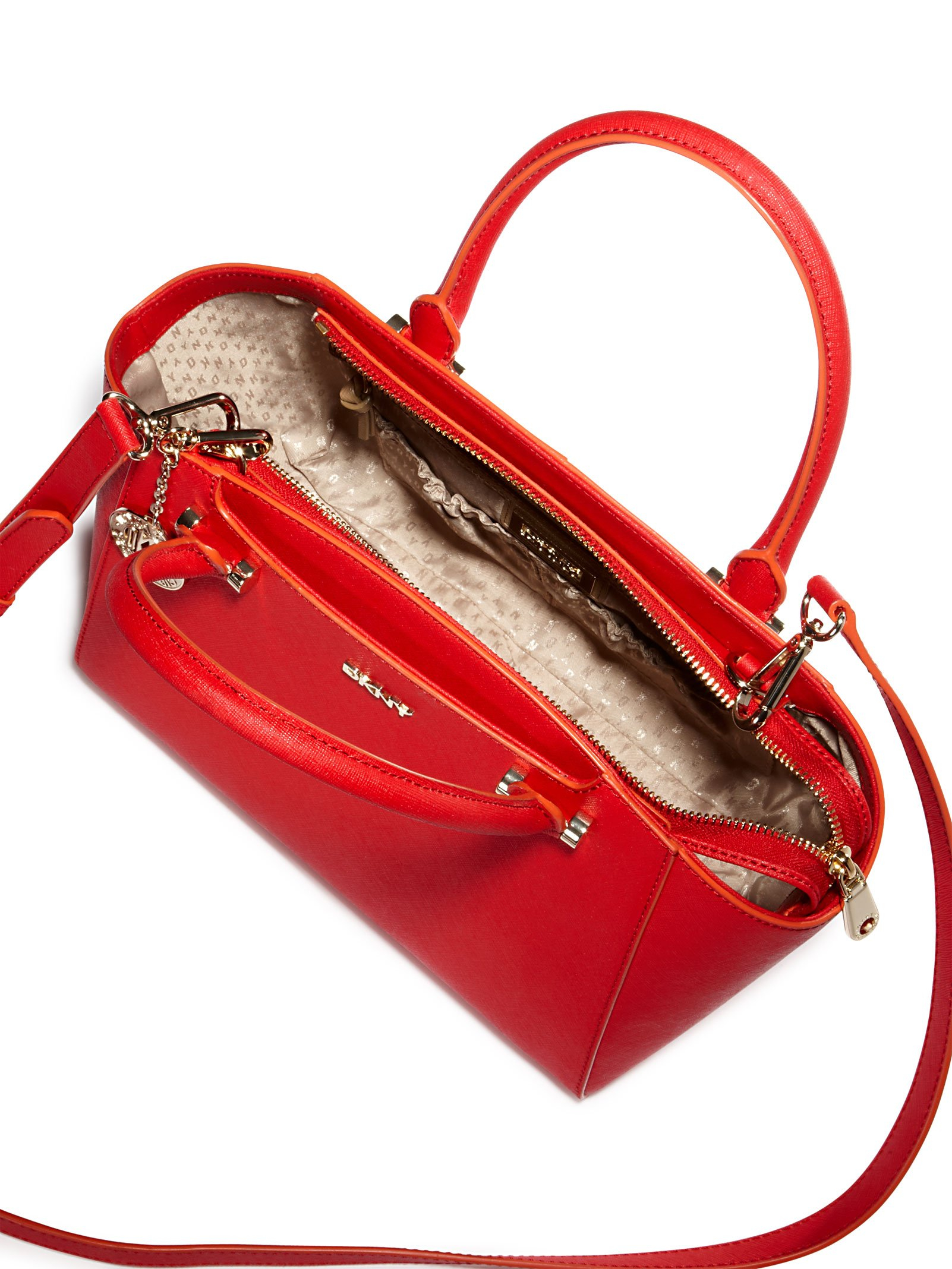 Dkny Saffiano Leather Small Satchel in Red Lyst