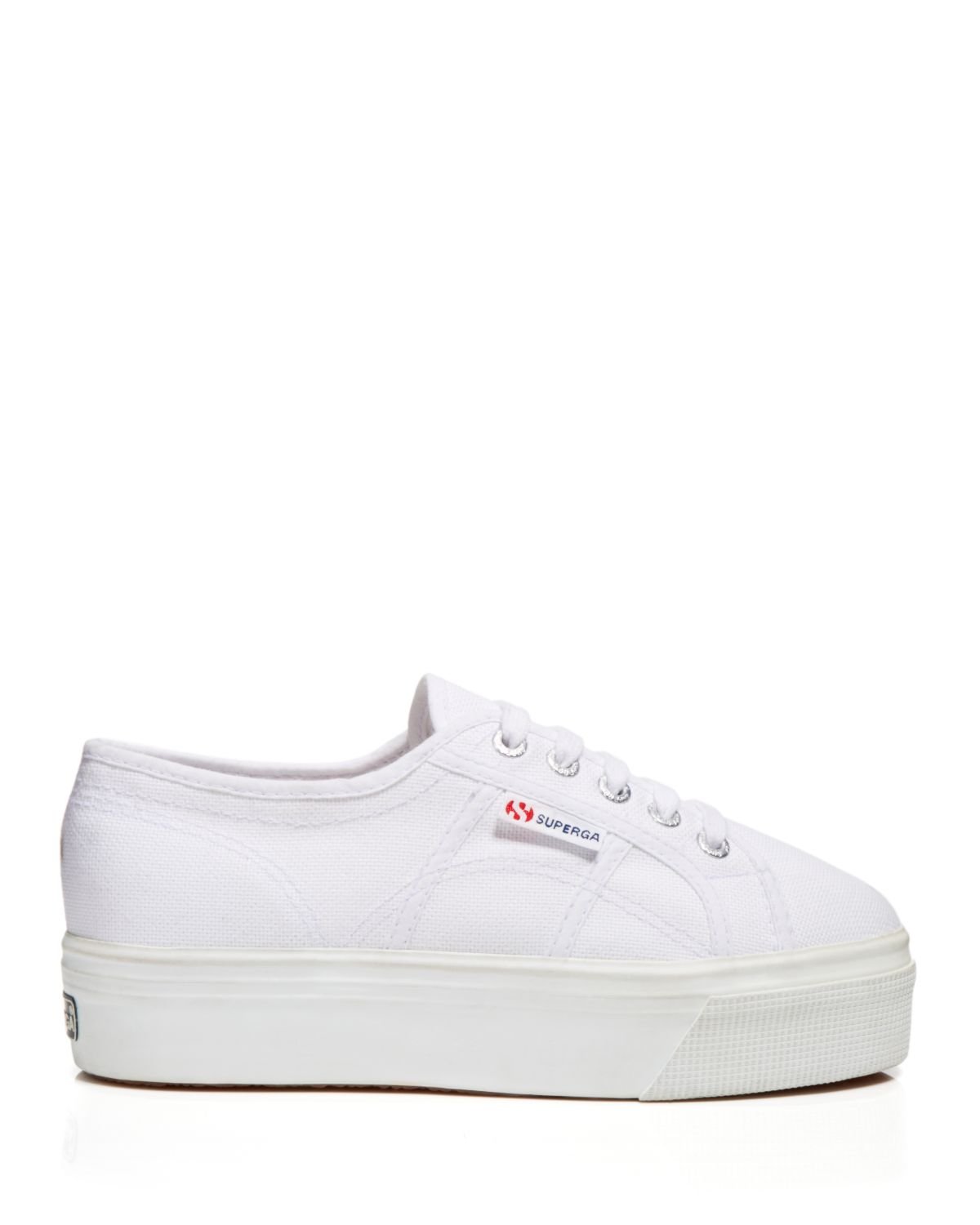 Superga Lace Up Sneakers Platform In White Lyst