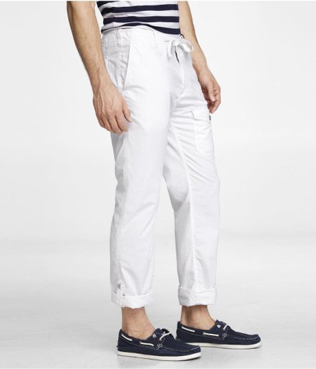 white drawstring pants