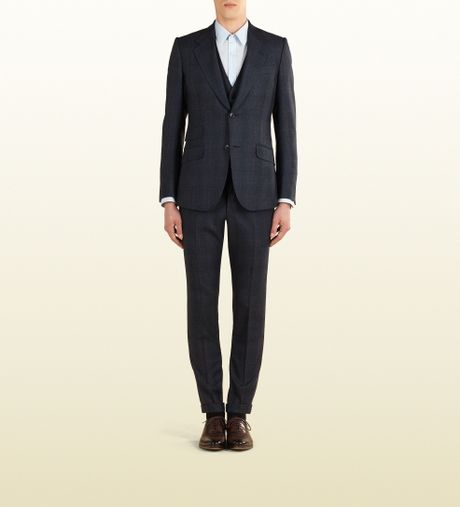 Gucci Heritage Wool Check Suit in Blue for Men | Lyst