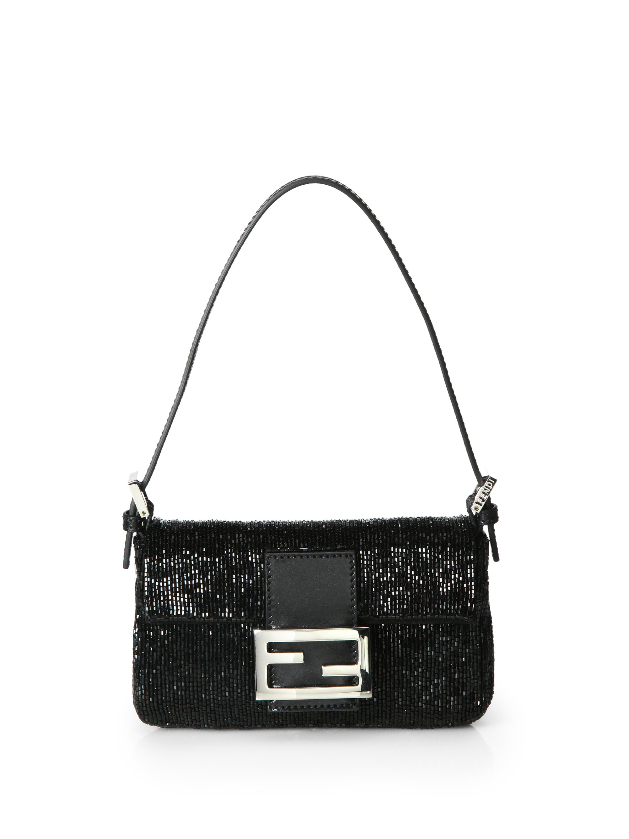 Fendi Beaded Mini Baguette Shoulder Bag in Black Lyst