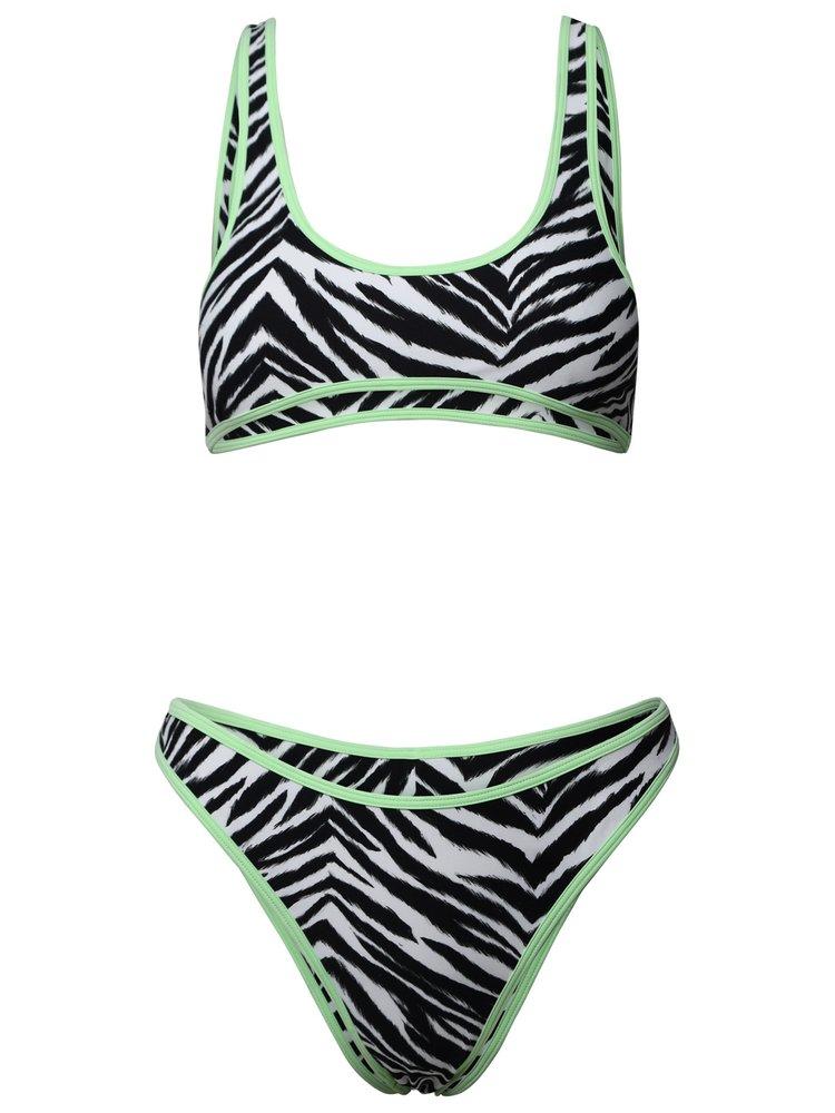 Reina Olga Zebra Print Two Piece Bikini Set In Black Lyst