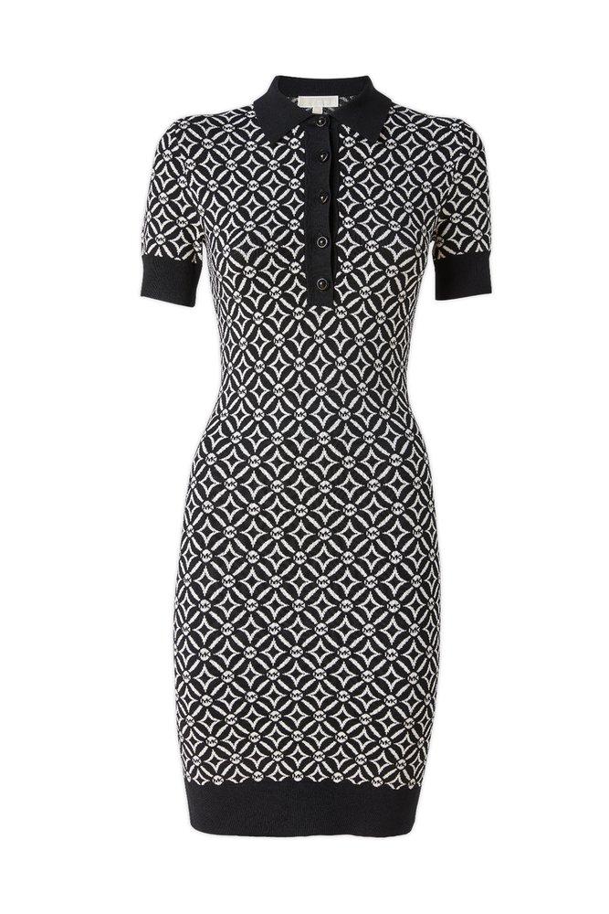 Michael Michael Kors Logo Jacquard Polo Dress In Black Lyst