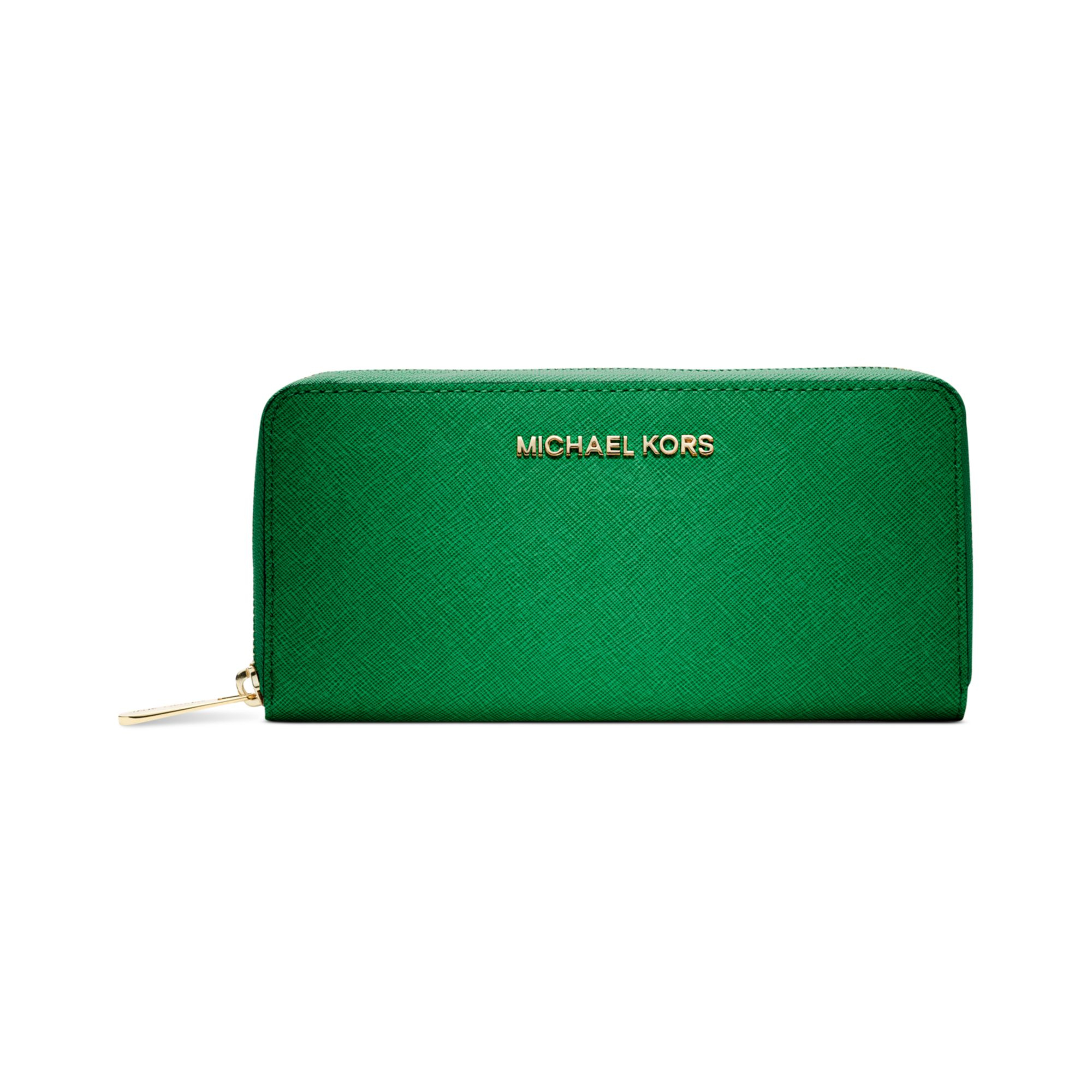 Michael Kors Travel Zip Around Continental Wallet in Green (PALM) Lyst