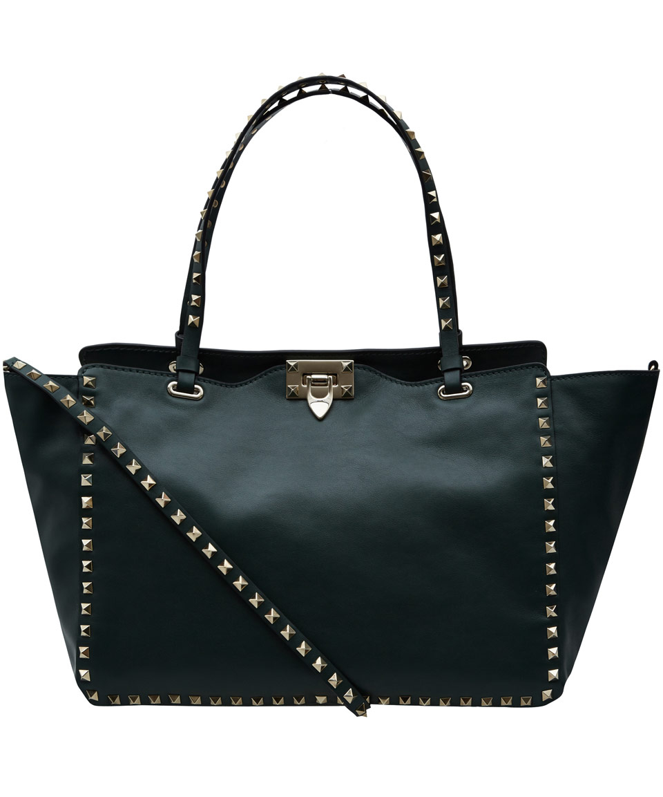 Valentino Dark Green Rockstud Leather Bag in Green Lyst