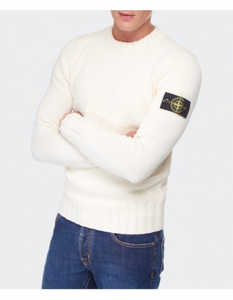 Stone Island Crew Neck Sweater in White for Men (cream) | Lyst