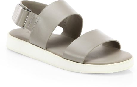 Vince Brennen Leather Sandals in Gray (WOODSMOKE) | Lyst