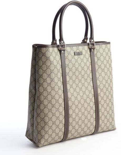 Gucci Beige and Khaki Coated Canvas Tall Tote Bag in Beige | Lyst