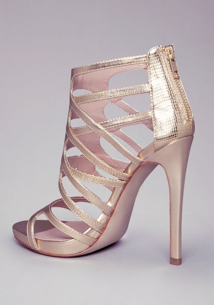 rose gold caged sandals