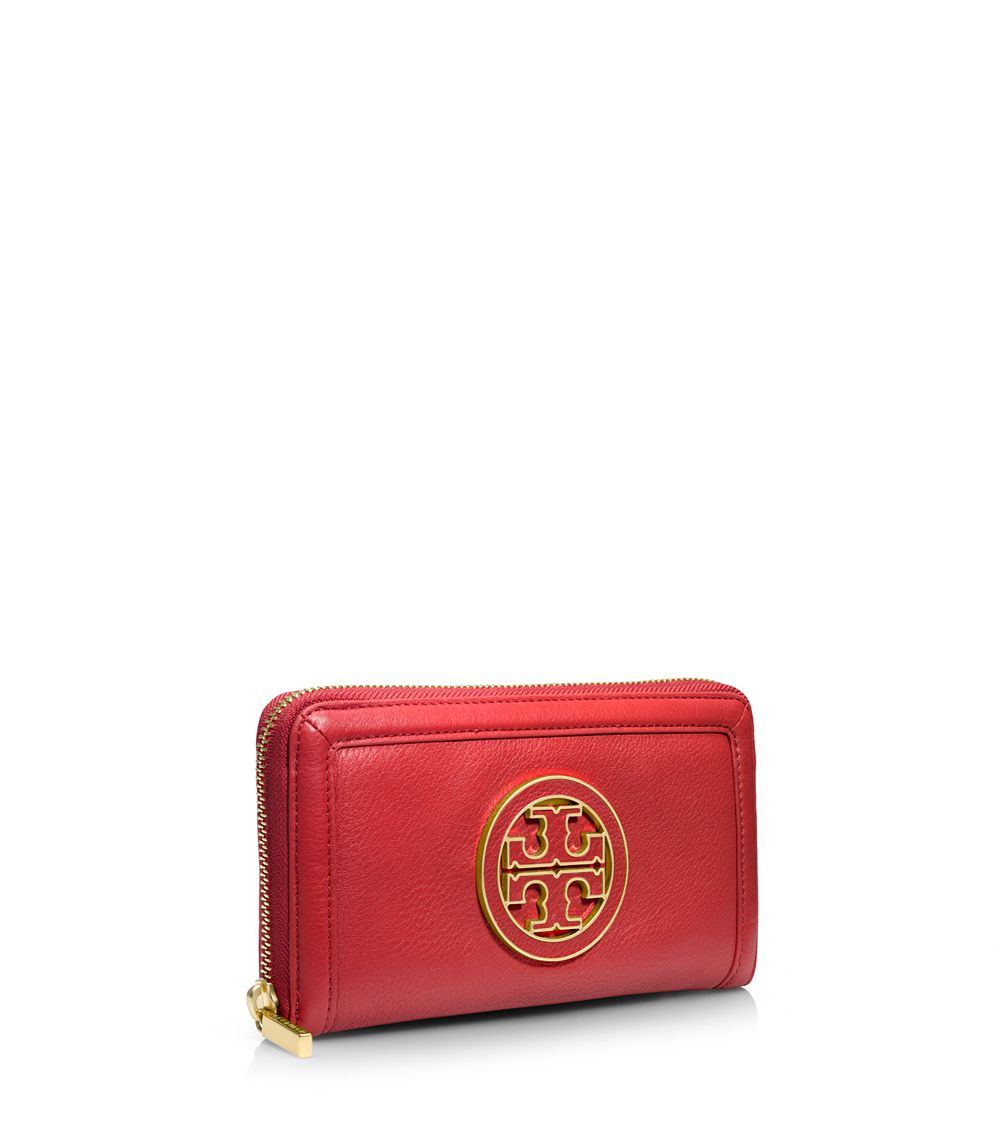 Tory Burch Amanda Zip Continental Wallet in Red (tory red) Lyst