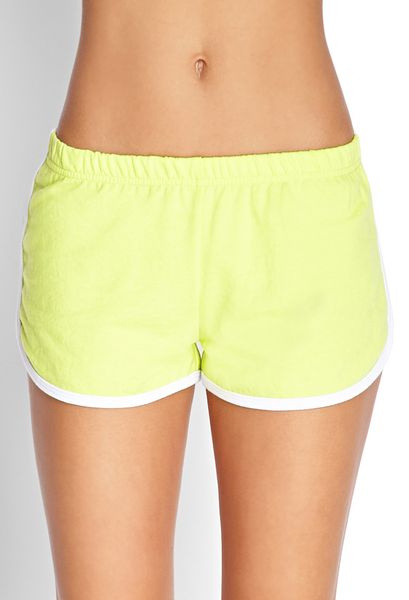 Forever 21 Sporty Dolphin Shorts in Yellow (Neon yellowwhite)